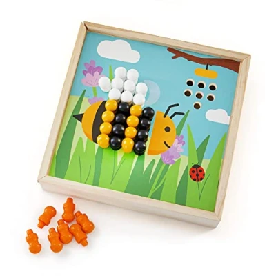 Image of Bigjigs Toys, Garden Art Peg Puzzle, Wooden Puzzles, Toddler Jigsaws, Board, Board For Children