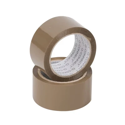 Image of Q Connect Polypropylene Packaging Tape 50mm x 66m Brown [Pack of 6]