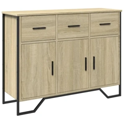 Image of vidaXL Sideboard Engineered Wood Sonoma Oak 97x32.5x74.5cm, Wardrobe, Storage Cabinet, Auxiliary Wardrobe