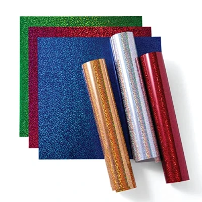 Image of Cricut Holographic Sparkle Iron On Ultimate 30.5cm x (12&quot; 12&quot;) 6 Heat Transfer Vinyl Sheets (HTV) For use with all Cutting Machines (2009646)