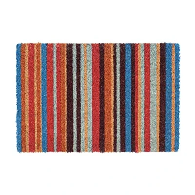 Image of 60cm x 40cm Multicoloured Pinstripe Coir Door Mat By Nicola Spring