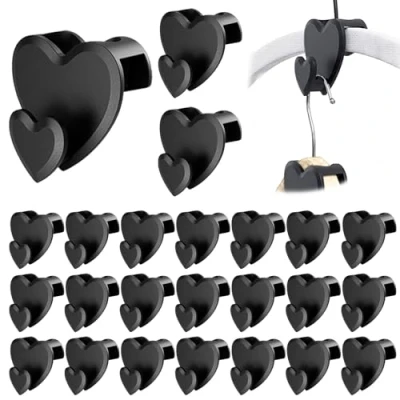 Image of JIANGLAI Space Saving Clothes Hanger Connector Hooks, Heavy Duty Hangers Saver, Durable Premium Cascading Hooks for Wardrobe Closet Organizer, 24 Pcs (Heart)