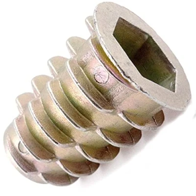 Image of M4 M5 M6 M8 M10 THREADED HEX DRIVE INSERT FIXING TYPE D WOOD SCREW INSERTS NUTS (M8 x 25mm)