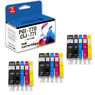 Image of AUNNSY Replacement PGI 770 CLI 771 Ink Cartridges Compatible for Canon PGI770 CLI771 Cartridge MG5770 MG6870 MG7770 Printer 3 Set