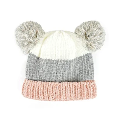Image of Undercover Baby Chenille Striped Hat with Pom Poms GL946 3 6 Months