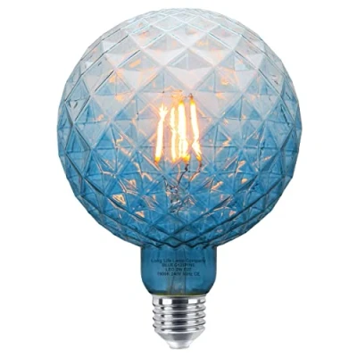 Image of Long Life Lamp Company LED Glass Globe Light Bulb E27 Edison Screw 2w Filament Classic Blue Smoked G125 Pinecone