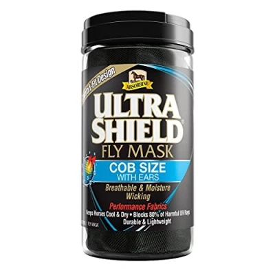 Image of Absorbine Fly mask with ears Ultra Shield Performance Cob Black