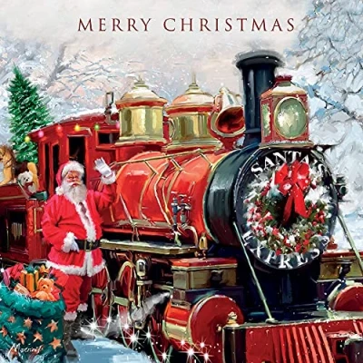 Image of Charity Christmas Cards Santa&#039;s Train Gloss Finish Pack of 5