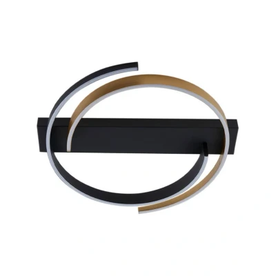 Image of Lucande LED ceiling light Natsuma, black/gold, metal, Ø 50 cm