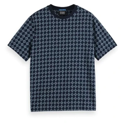 Image of Scotch &amp; Soda Men&#039;s Regular Fit Mini All Over Print T Shirt, Night Geo Flower 7452, L