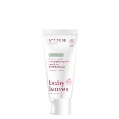 Image of ATTITUDE Baby &amp; Child Fluoride Free Training Toothpaste, Natural, Vegan, EWG Verified, Strawberry, 75 Grams