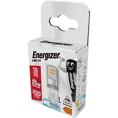 Image of Energizer G9 LED Light Bulb. 1.9W (20w Halogen Equivalent) 220 240V. 200 Lumens. Bi Pin Base Energy Saving. Daylight 6500k