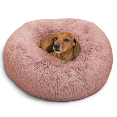 Image of Best Friends by Sheri The Original Calming Donut Cat and Dog Bed in Shag Fur Dusty Rose, Small 23x23