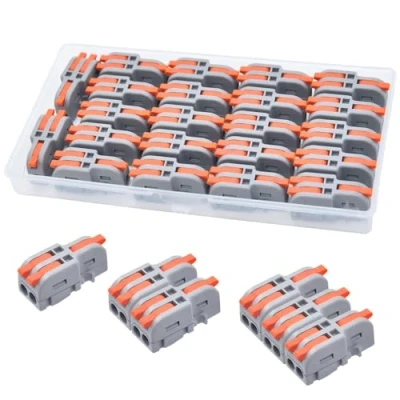 Image of XALXMAW 22Pcs Lever Wire Connectors, 1 in 2 Out Mini Splicing Compact Splitter Docking Terminal Block Electrical Connectors 28 12 AWG