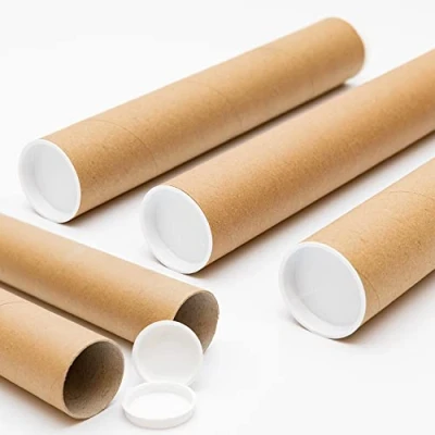 Image of A4 Postal Tubes Small Size 240mm x 50mm for Shipping Poster Artworks Paintings Documents Blueprints Heavy Duty Cardboard Tube Mailers + End Caps (25)