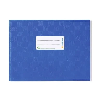 Image of HERMA Exercise Book cover A5 landscape, with inscription label, made of wipeable and sturdy plastic, slip on jackets for school, blue, 19841