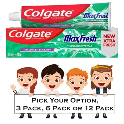 Image of Colgate Max Fresh Clean Mint with Cooling Crystals Toothpaste 100ml (133g) 10x Longer Pick Your Option, 3 Pack, 6 Pack or 12