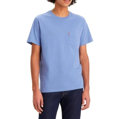 Image of Levi&#039;s Men&#039;s Ss Classic Pocket Tee T Shirt, Bleached Denim Slub, S