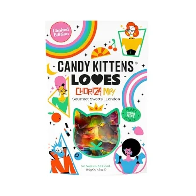 Image of Candy Kittens Vegan Sweets LOVES (140g, Pack of 1) Fizzy Treats with No Nasties, Plant Based Snack Real Fruit Juice, Ideal for Pick and Mix or Gift Box