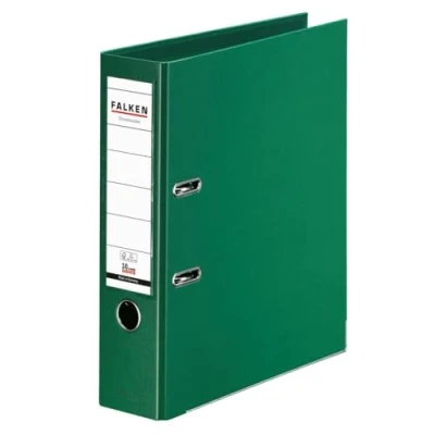 Image of Original Falken 10 pack Chromocolor premium folders. Made in Germany. plastic cover outside and inside 8 cm wide DIN A4 green ring binder file folder letter office