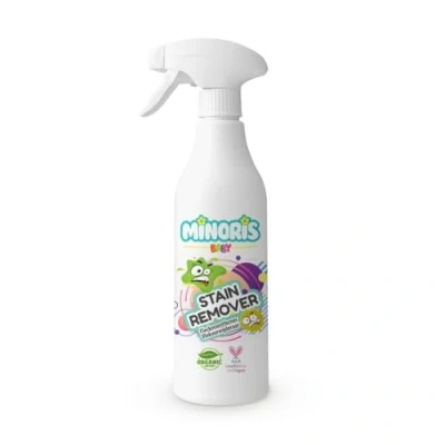 Image of Minoris Baby Stain Remover Spray Organic, Mineral &amp; Vegan Formula for Safe Effective Removal on Clothes Fragrance Free, Gentle Sensitive Skin Cleaning 500ml