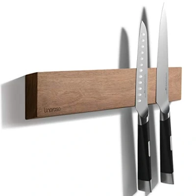 Image of Linoroso 42 cm Magnetic Knife Rack Powerful Acacia Wood Holder Strip for Wall Kitchen Knives &amp; Tools