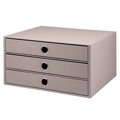 Image of SOHO A4 Filing Storage Box with 3 Drawer Taupe