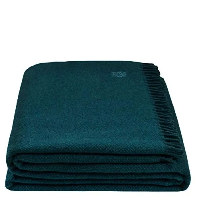 Image of Must Relaxation Blanket Woollen Pure Virgin Wool Plaid with Fringes 130x190cm by Zoeppritz since 1828, wool, 790 Deep Pacific,