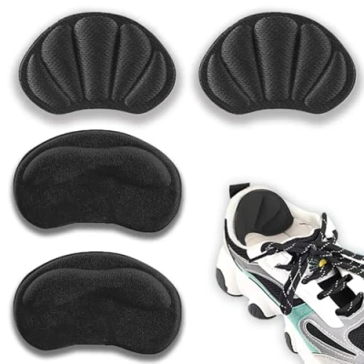 Image of 4 Pack Heel Cushion Inserts, Reusable Sport Shoes Self Adhesive Anti Slip for Too Big, Foot Cushions Pads Shoe Inserts Women and Men, (Black)