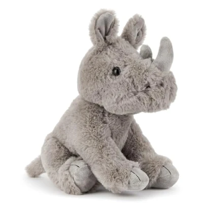 Image of Zappi Co Robin the Rhino Plush Toy Rhinoceros (22cm) Horned Wonder Soft, Cuddly, 100% Recycled Mighty African Friend