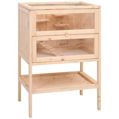 Image of vidaXL Hamster Cage 55x40x80 cm Solid Wood Fir