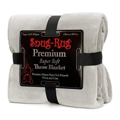 Image of Snug Rug Premium Super Soft Fleece Throw Blanket Thick Warm Extra Large XL 150 x 200cm (Pebble Grey)