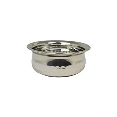 Image of Hammered Stainless Steel Indian Handi Balti Dish/Handi Pot 15cm x 6.5 cm (6&quot;) Light Weight. Sold by Chefline Ltd