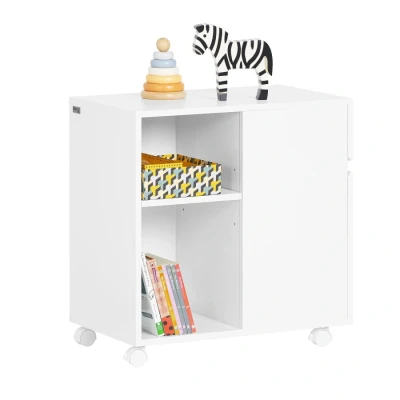 Image of Side Table File Cabinet Printer Stand Storage on Wheels,ASK05 W Sobuy