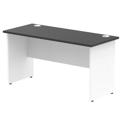 Image of Impulse 1400x600mm Straight Office Desk Black Top White Panel End Leg