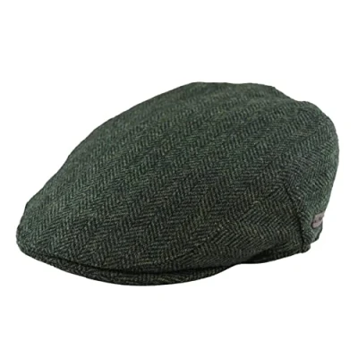Image of TruClothing Mens Flat Cap Wool Herringbone Tweed Vintage Classic 1920s Unisex Del Boy Olive L
