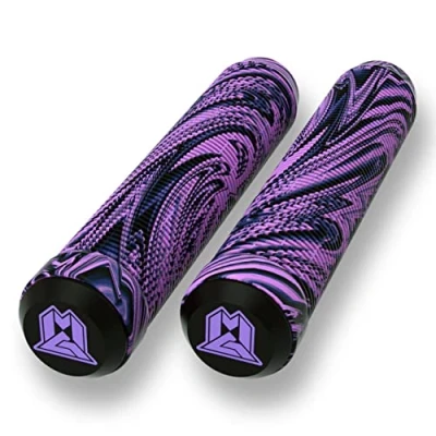 Image of MGP Stunt Scooter Handlebar Grips Latex Free 180mm Swirls TPR Grind Scooters and BMX Bikes (Purple/Black)