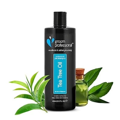 Image of GROOM PROFESSIONAL Tea Tree Oil Dog Shampoo For Sensitive Skin Soothing Itchy Relieves Irritations Soothes and Heals Any Coat Type, 450ml