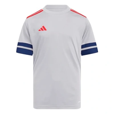 Image of adidas Unisex Kids SQUADRA25 Jersey Short Sleeve Kids, Glory Grey/Team Navy Blue 2/Pure Ruby, 5 6 Years