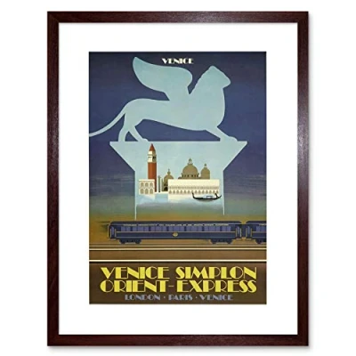 Image of Wee Blue Coo Travel Simplon Tunnel Orient Express Venice London Paris UK Art Framed Wall Print