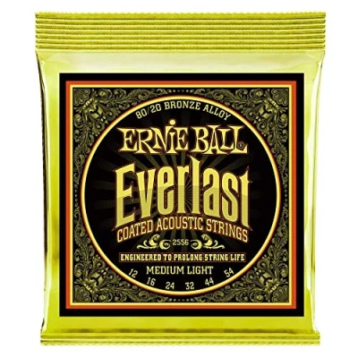 Image of Ernie Ball Everlast Medium Light Coated 80/20 Bronze Acoustic Guitar Strings 12 54 Gauge