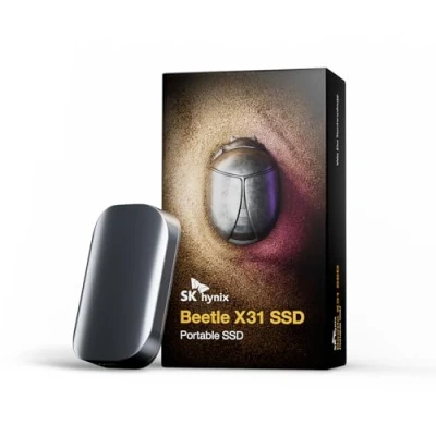 Image of SK Hynix Beetle X31 2TB External SSD with DRAM up to 1050MB/s, USB C 3.2 Gen2, Solid State Drive for PC/Mac/Tablet/Android/Gaming Consoles (Dark Grey)