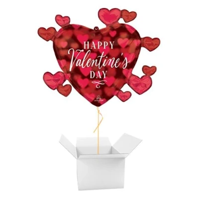 Image of Happy Valentine&#039;s Day Helium Foil Balloon Inflated in a Box (Romantic Glow, 1)