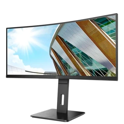 Image of AOC CU34P3CV 34 Inch QHD Curved Monitor, 100Hz, VA, Height Adjust, Speakers, USB HUB, C PD 65W, KVM (3440 x 1440 HDMI 2.0 / DP 1.4 3.2)