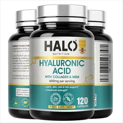Image of Hyaluronic Acid Supplement 600mg (500 700 KDA) 120 Vegan Triple Strength Capsules 4 Month Supply Natural Skin, Hair &amp; Joint for Women Men Halo Nutrition