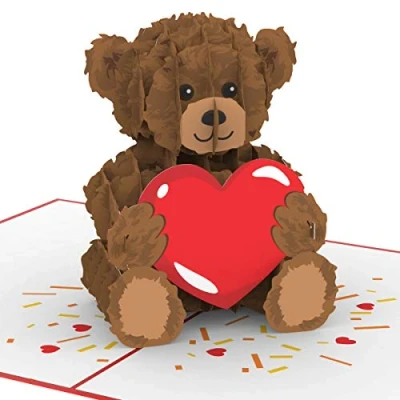 Image of papercrush® Pop Up Card Teddy Bear with Heart Cute 3D Birthday for Women, Men, Wife, Girlfriend, Boyfriend Romantic I Love You Anniversary, Birthday, Mother&#039;s Day &amp; Valentine&#039;s