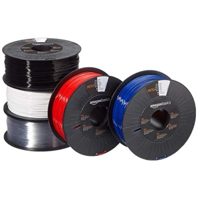 Image of Amazon Basics PETG 3D Printer Filament, 1.75 mm, 5 Assorted Colors, 1 kg per Spool, Spools