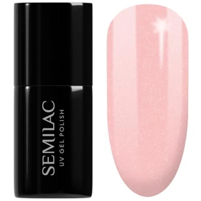 Image of SEMILAC 054 Pale Peach Glow Gel Nail Polish. 100% Odourless, Long Lasting &amp; Easy To Apply. UV/LED Varnish For Manicure Pedicure At Home Or Salon 7ml