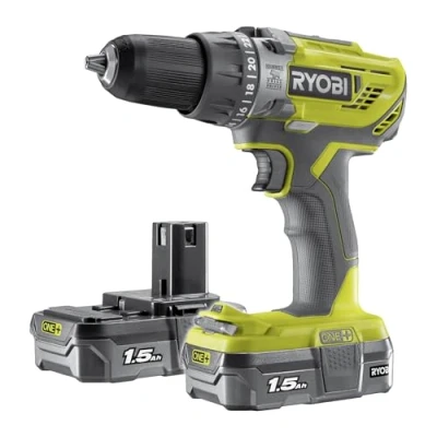 Image of Ryobi R18PD3 215GZ 18 V ONE+ Cordless Combi Drill Starter Kit (2 x 1.5 Ah), Hyper Green