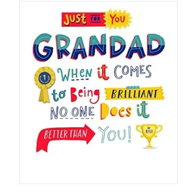 Image of Just For Grandad Being Brilliant Birthday Greeting Card Embossed Greetings Cards